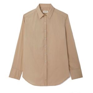 Basic Edition Button Down Blouse Top Tan/Brown Size M